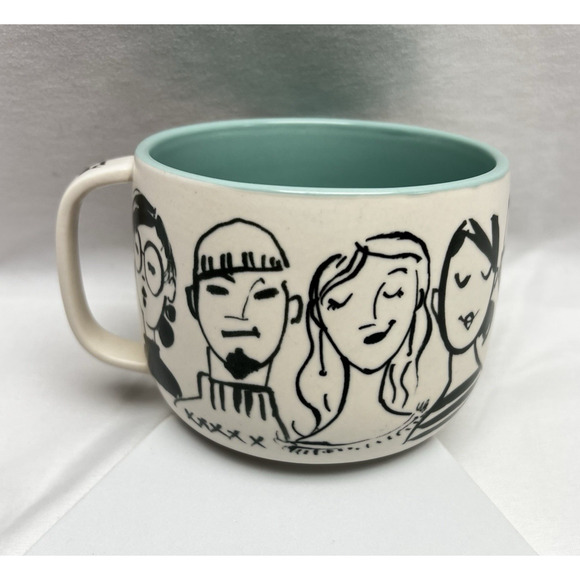 Anthropologie People Person Coffee Mug Blue Aqua Interior 16 Oz Retired - Picture 3 of 10